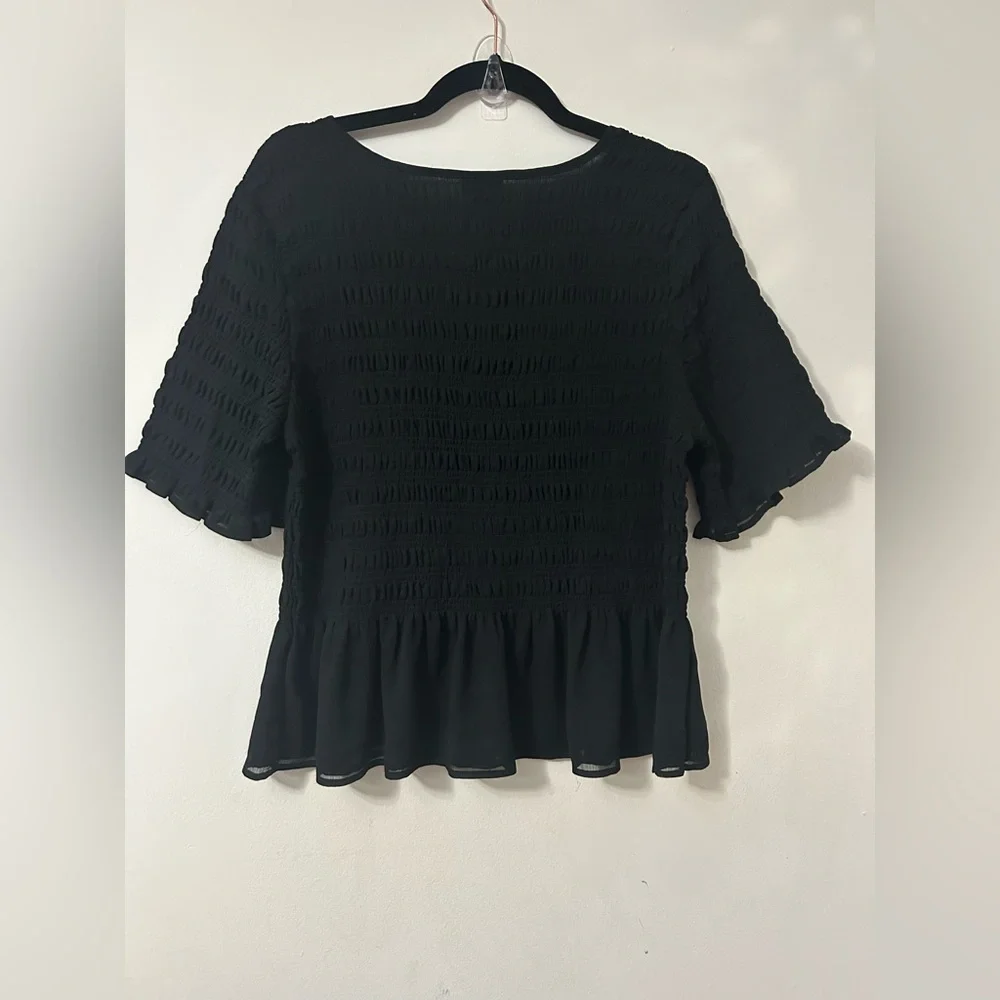 Torrid Black Smocked Peplum Blouse - Picture 7 of 7